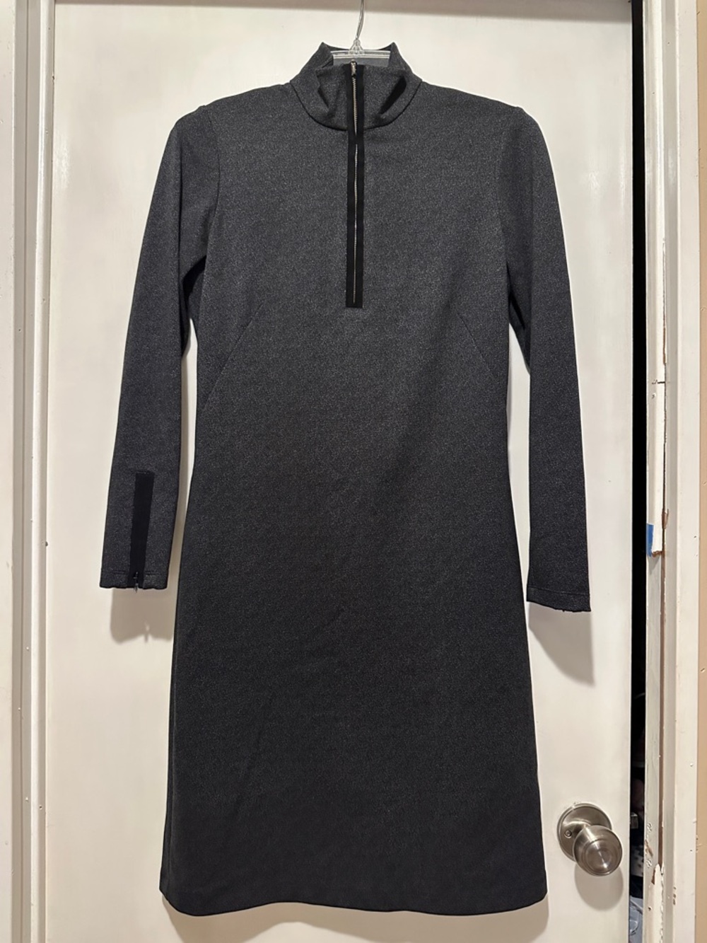 J McLaughlin Quarter Zip Long Sleeve Mock Neck Dress - Charcoal EUC